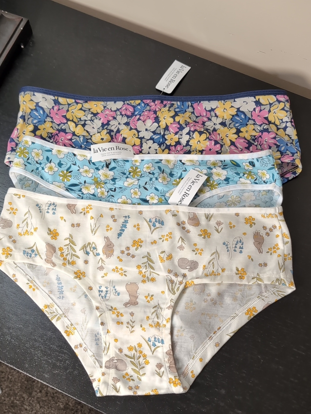 La Vie En Rose Cotton Panties 3 Set NEW Medium